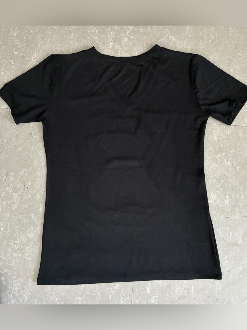 New Womens Rhinestone Luxury Vneck Black T-shirt Size M - Picture 3 of 4